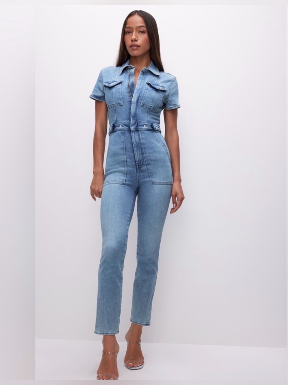 Good American Fit For Success Denim Jumpsuit S